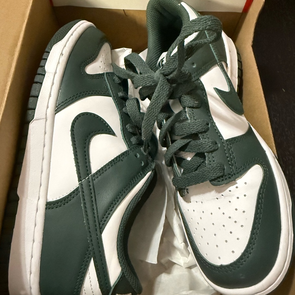 Nike Low-Top Sneakers in Dark Green and White